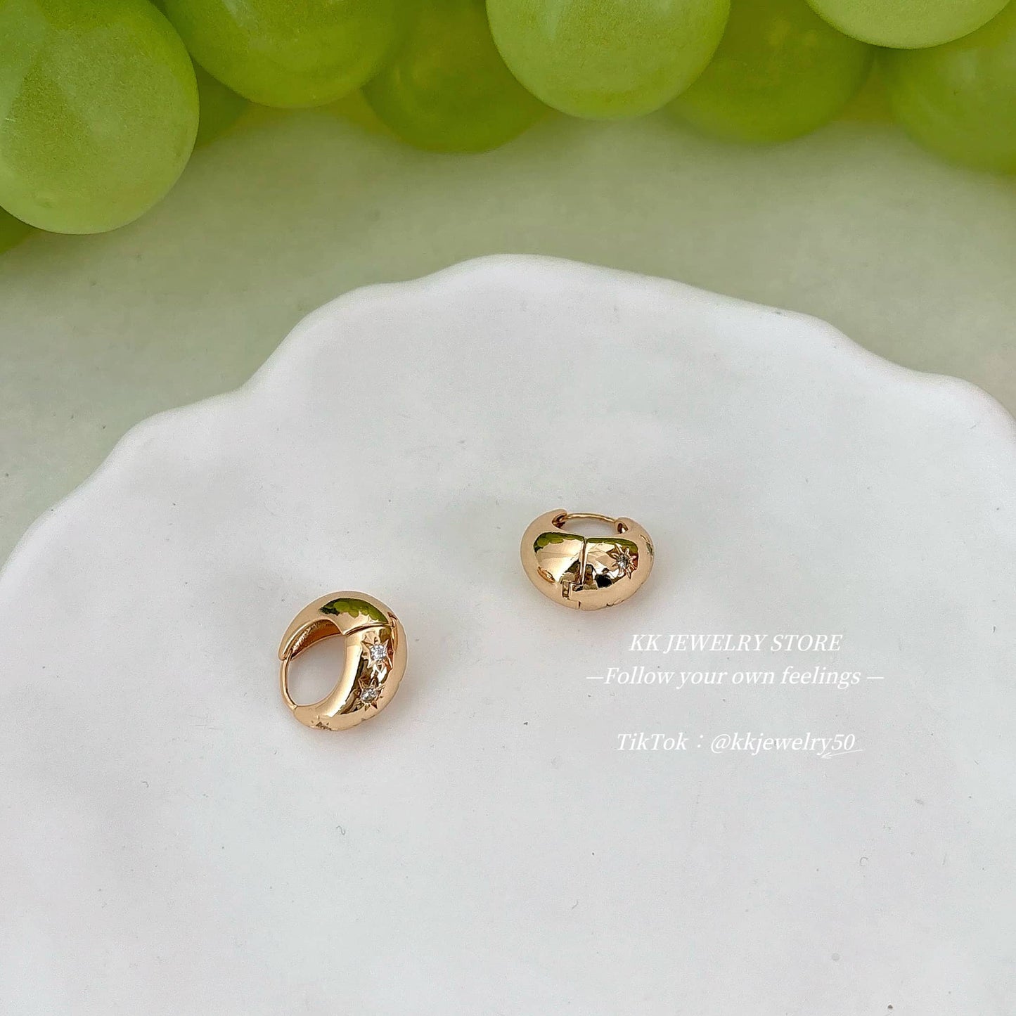 925 Silver Needle Silver Brushed Gold Glossy Ear Buckle Earrings