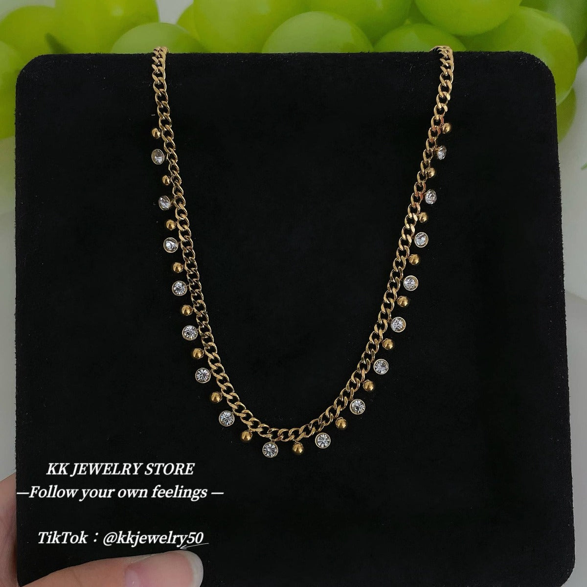 Fried Chicken Exquisite~ Small Golden Ball Tassel Necklace