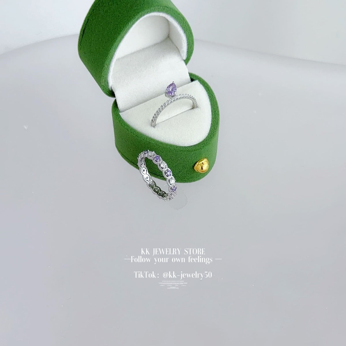 S925 Silver Purple Diamond Stacked Ring