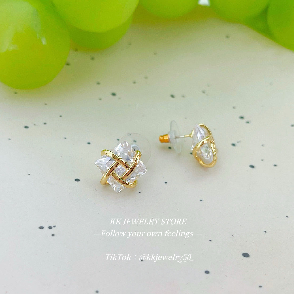 Brass gemstone earrings