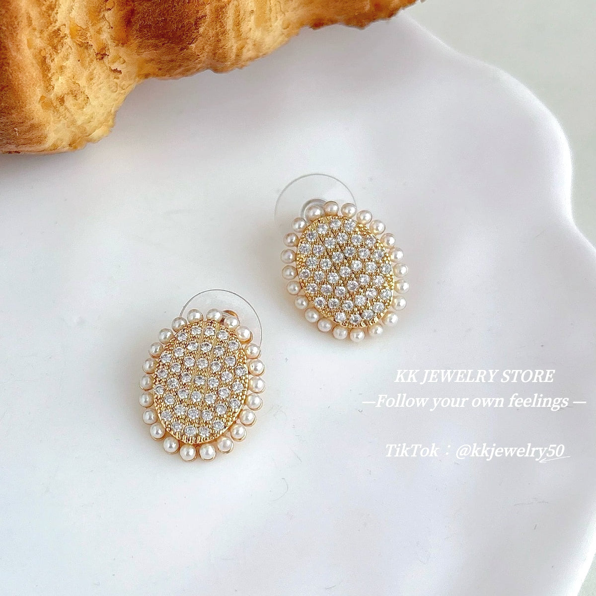 925 silver needle French oval stud earrings