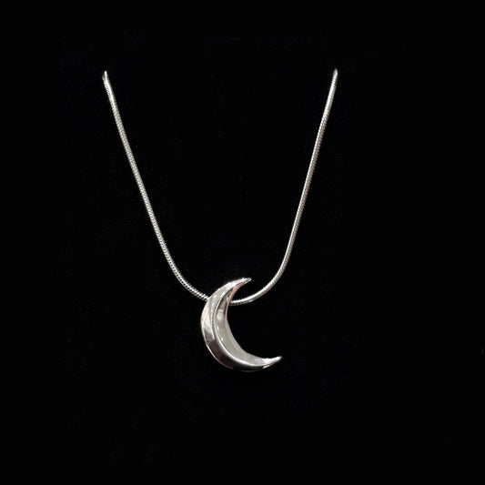 925 Silver Solid Moon Necklace