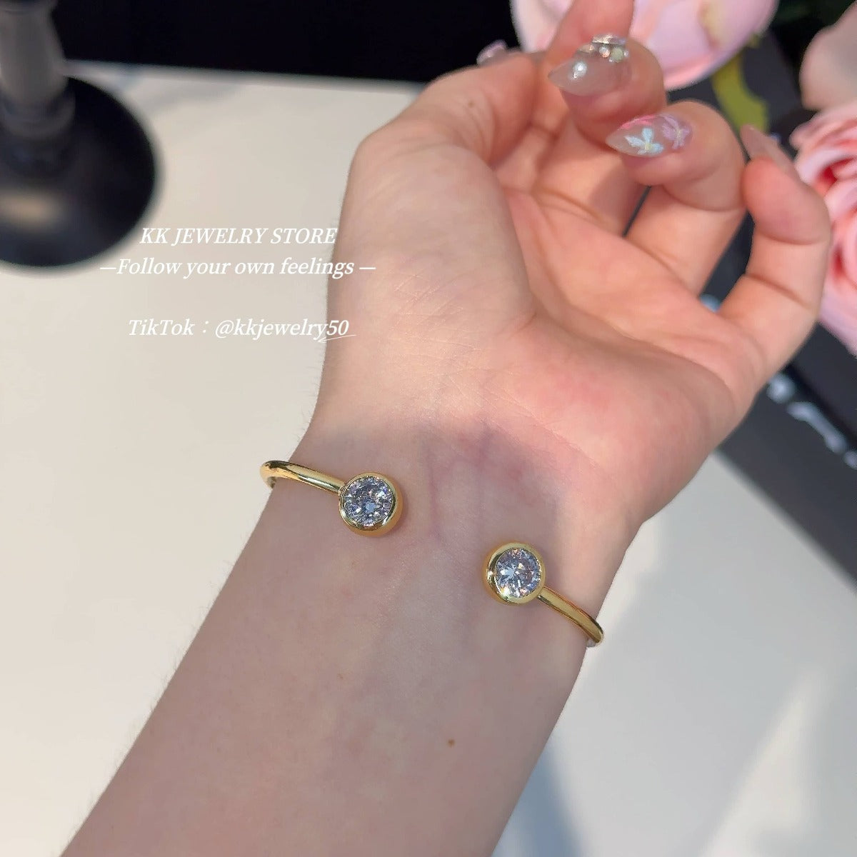 Diamond Bubble Diamond Opening Bracelet