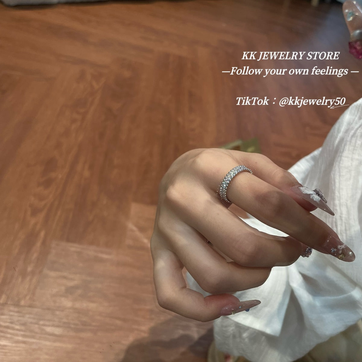 S925 Silver Gypsy Single Row Diamond Ring