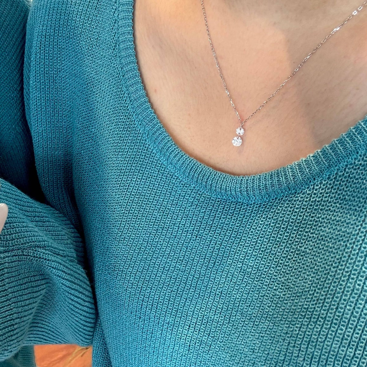 S925 Sterling Silver Oval Water Drop Pendant Necklace