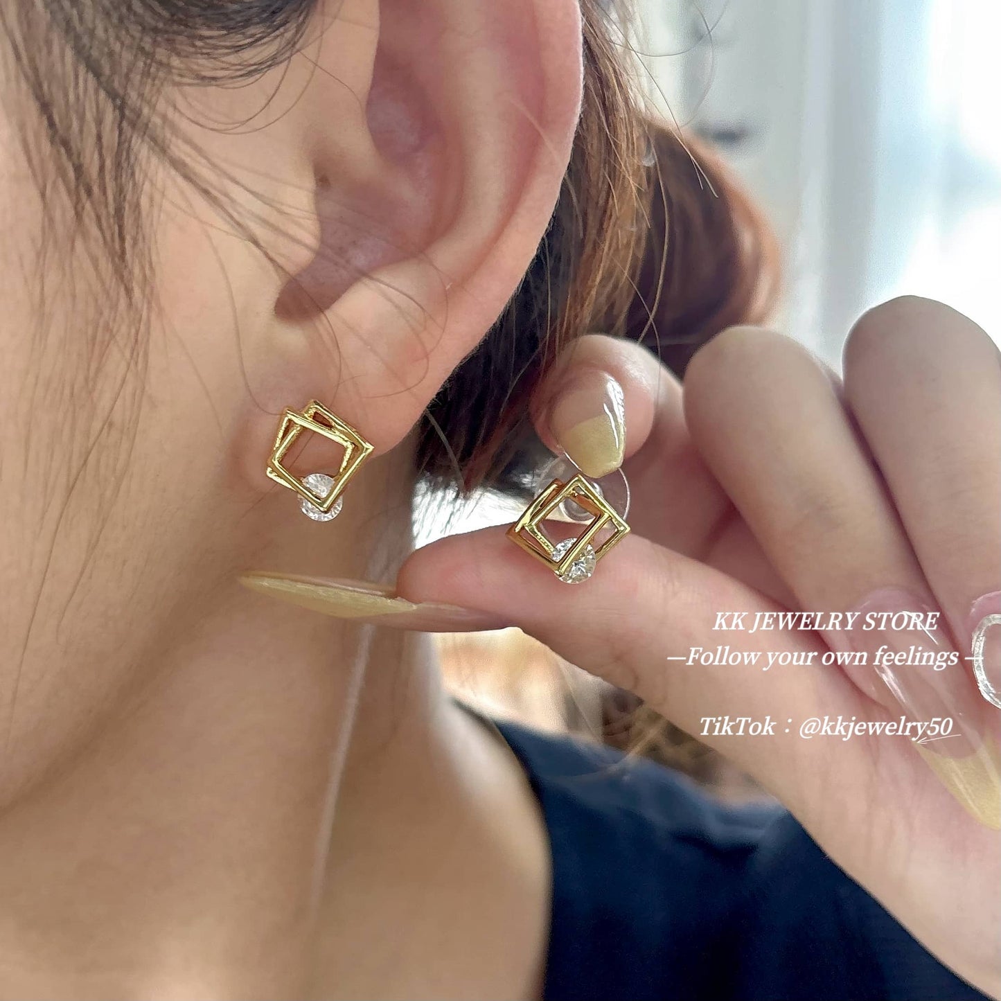 S925 Silver Needle Minimalist Square Earrings