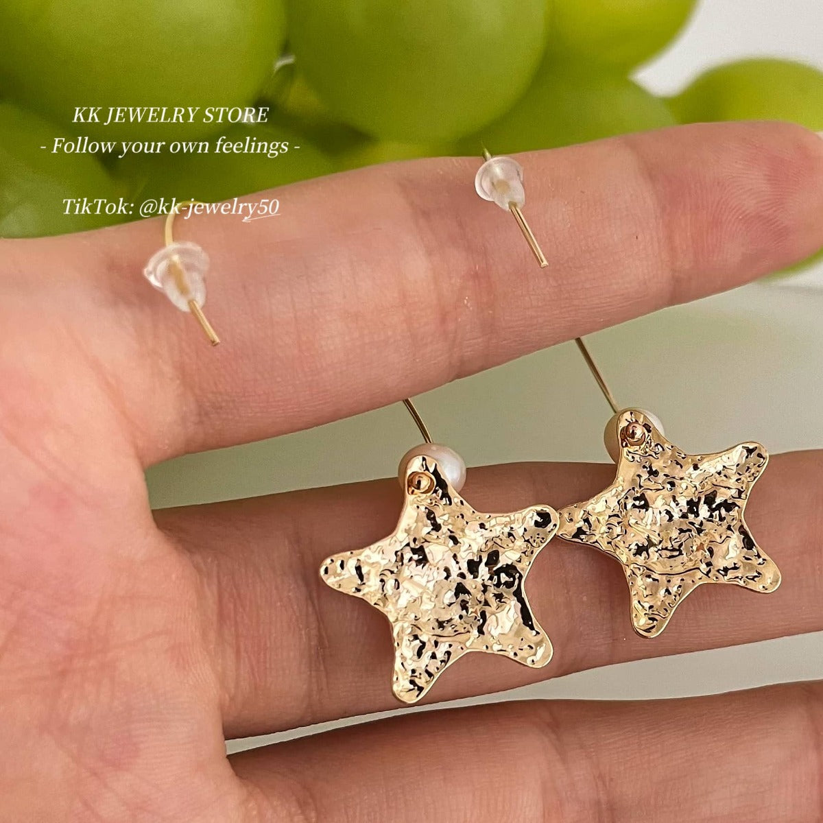 Pentagonal star pearl earrings