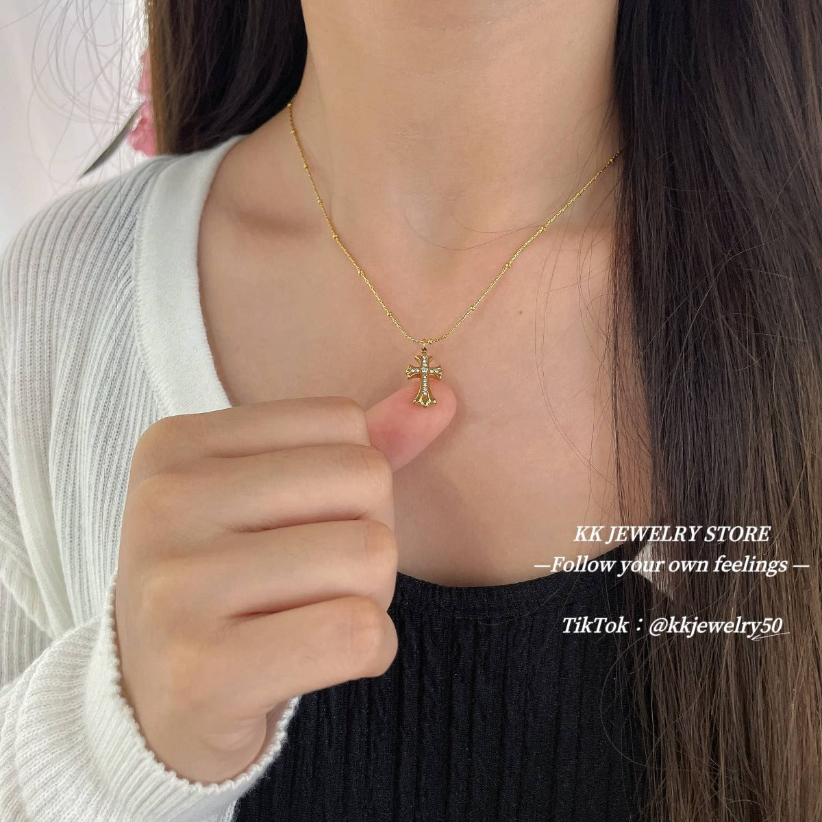 Golden cross necklace