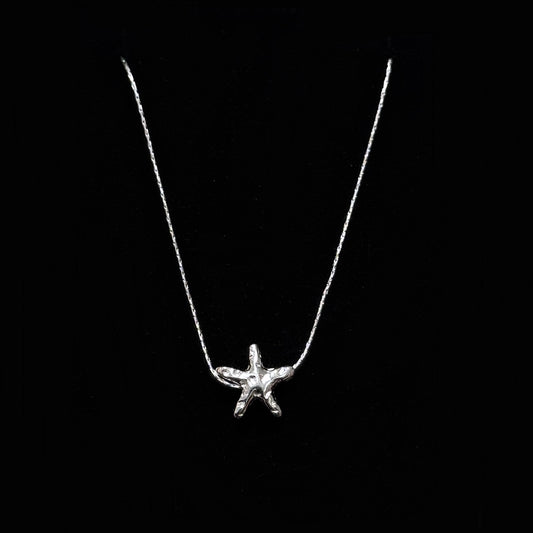 925 silver textured lava starfish necklace