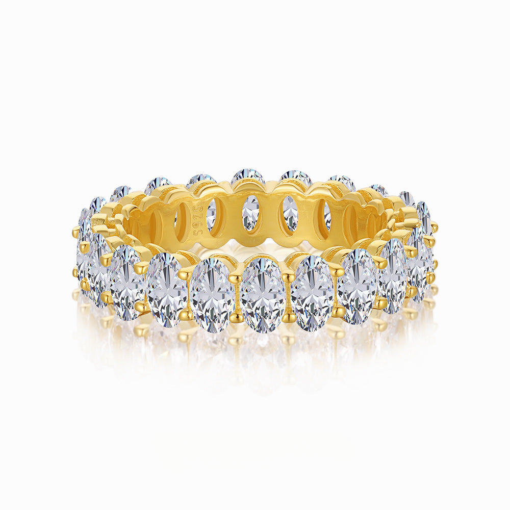 S925 Sterling Silver Oval Diamond High Quality Ring