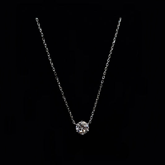 Super exquisite! 925 silver one-carat olive-shaped high-carbon diamond necklace