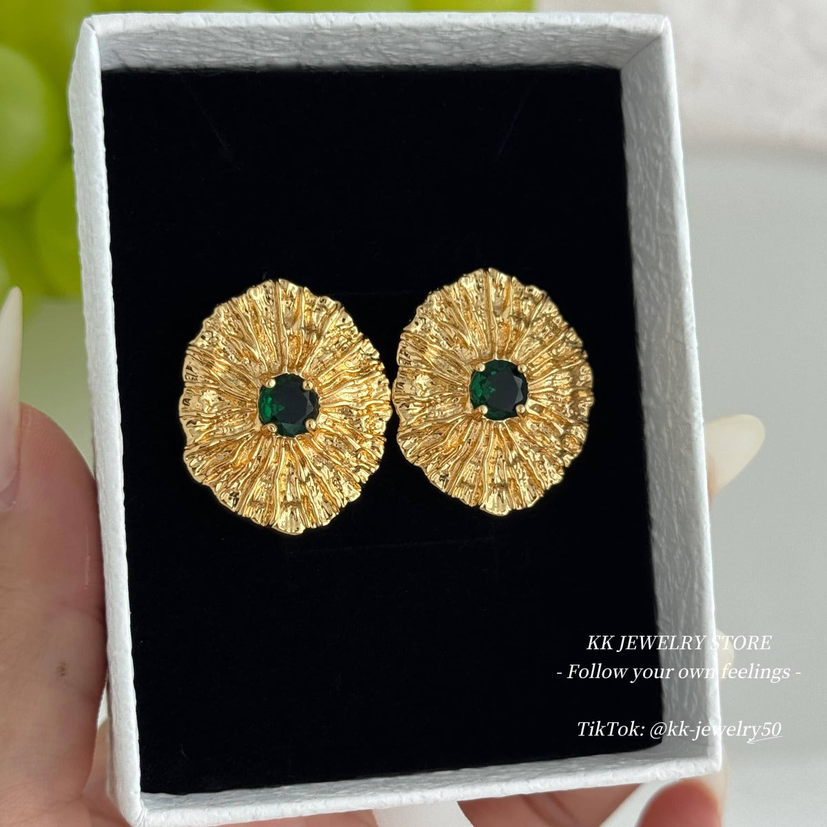 Brass medieval high texture texture stud earrings