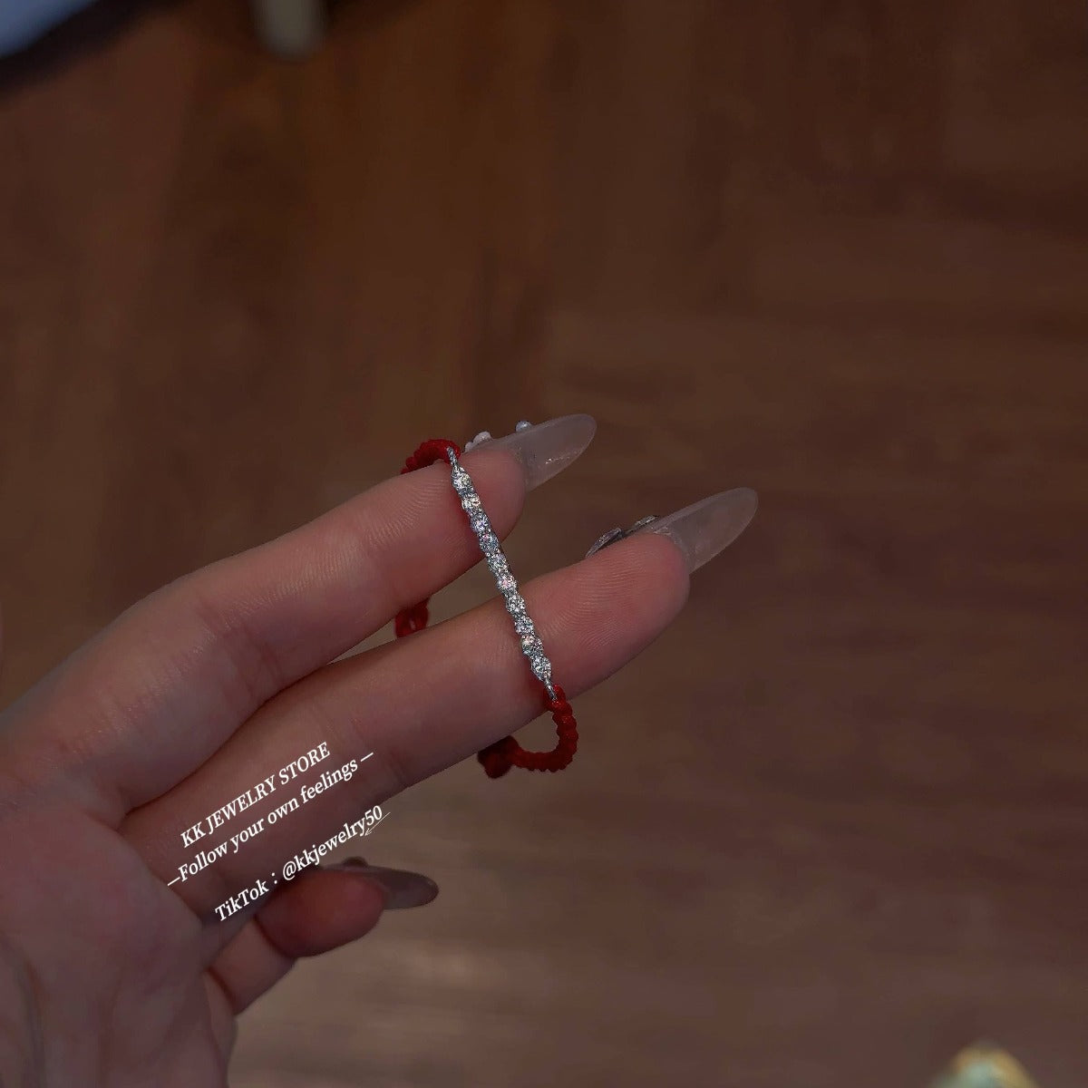 S925 sterling silver row red rope bracelet adjustable