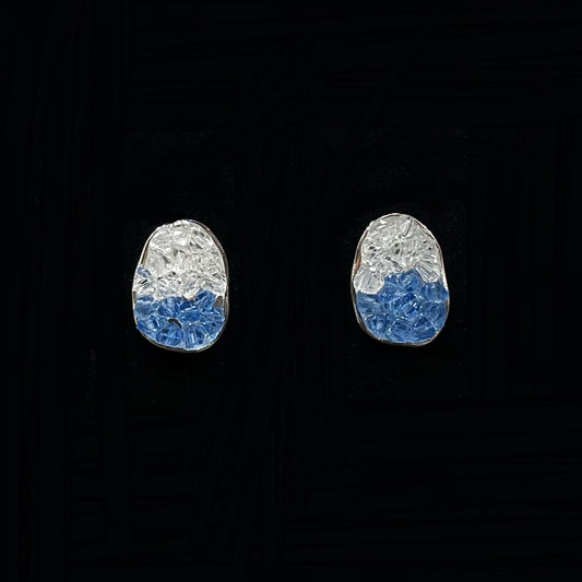 925 silver gradient blue crystal stud earrings