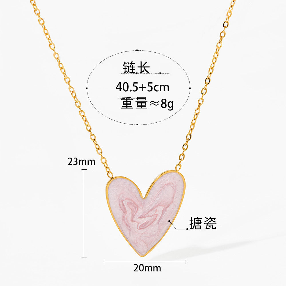 Love enamel stainless steel pendant necklace earrings