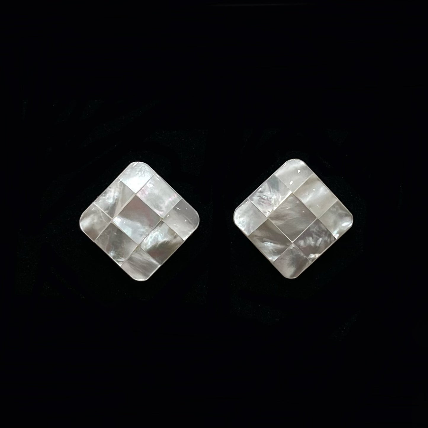 Mother-of-pearl square minimalist stud earrings 925 silver