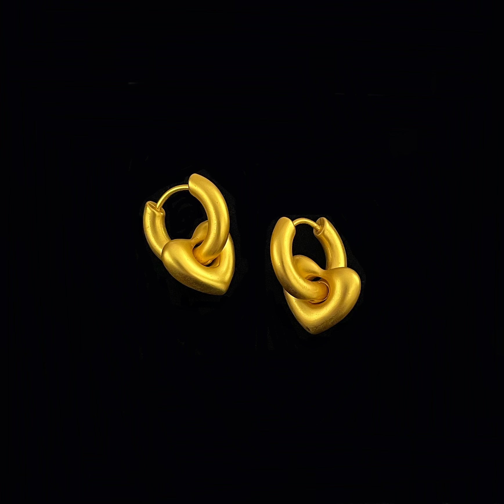 Brass Gold-Plated Heart Stud Earrings