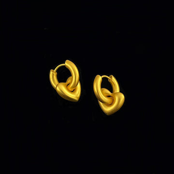 Brass Gold-Plated Heart Stud Earrings