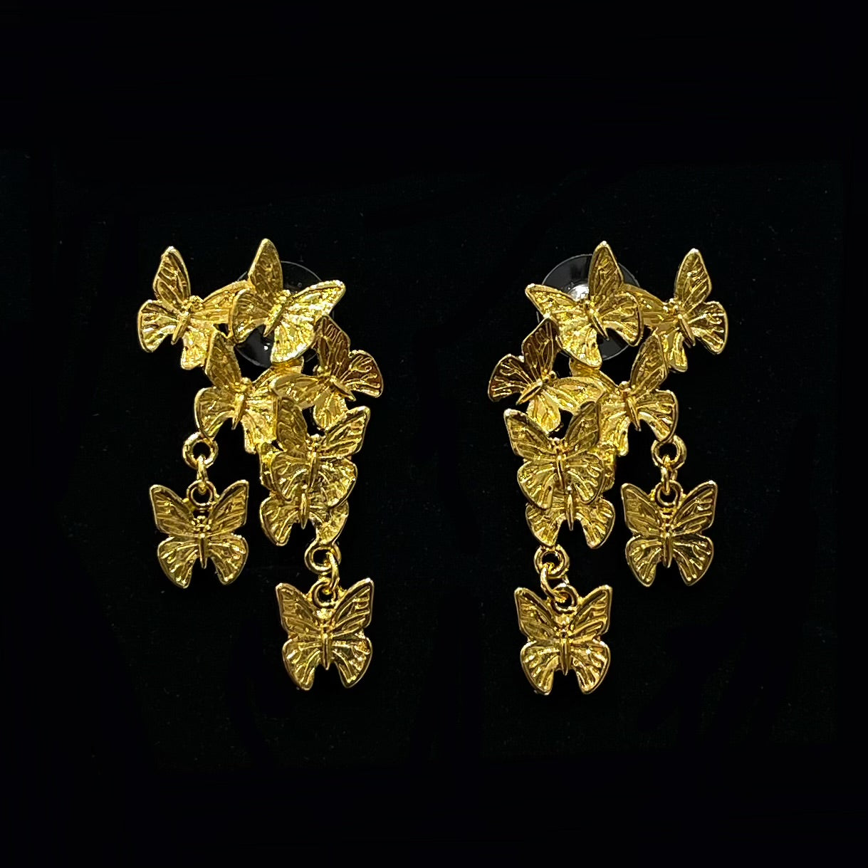 Real gold silver-plated pin butterfly stud earrings