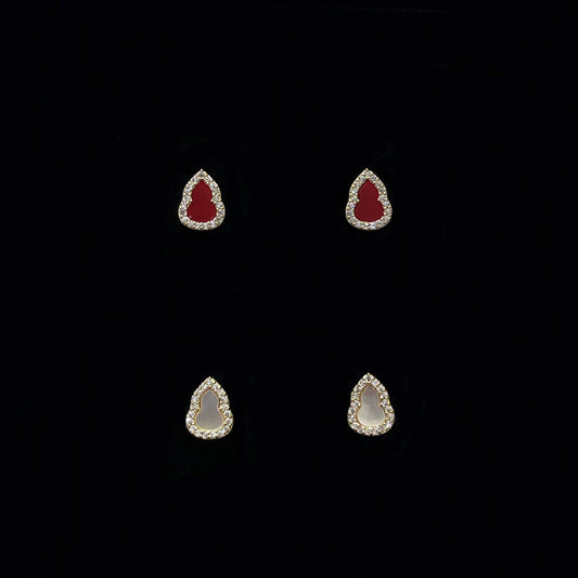 Red agate white fritillary mini gourd earrings