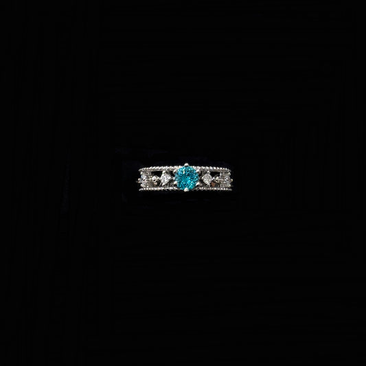 925 silver one carat blue diamond fireworks cut ring