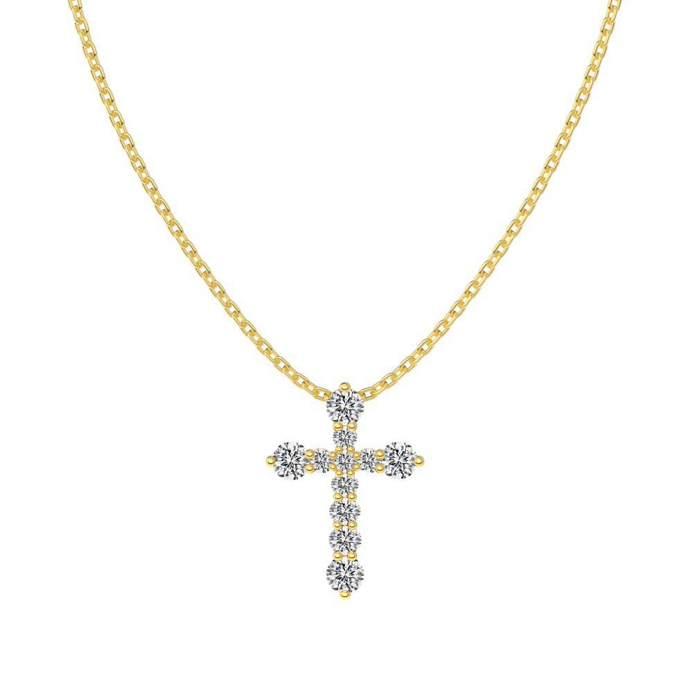 S925 Sterling Silver Gold-Plated Cross Necklace