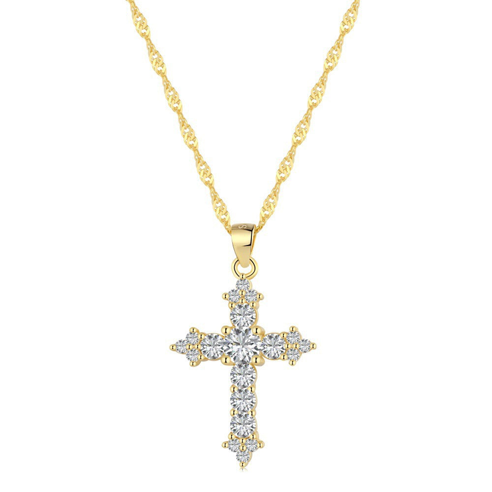 S925 Sterling Silver Gold-Plated Cross Necklace