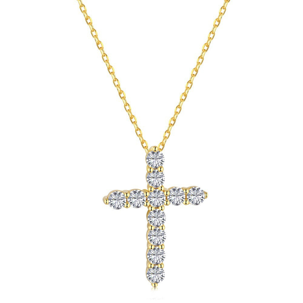 S925 Sterling Silver Gold-Plated Cross Necklace