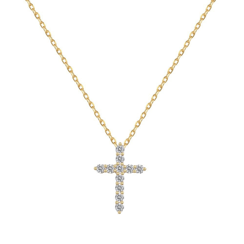 S925 Sterling Silver Gold-Plated Cross Necklace