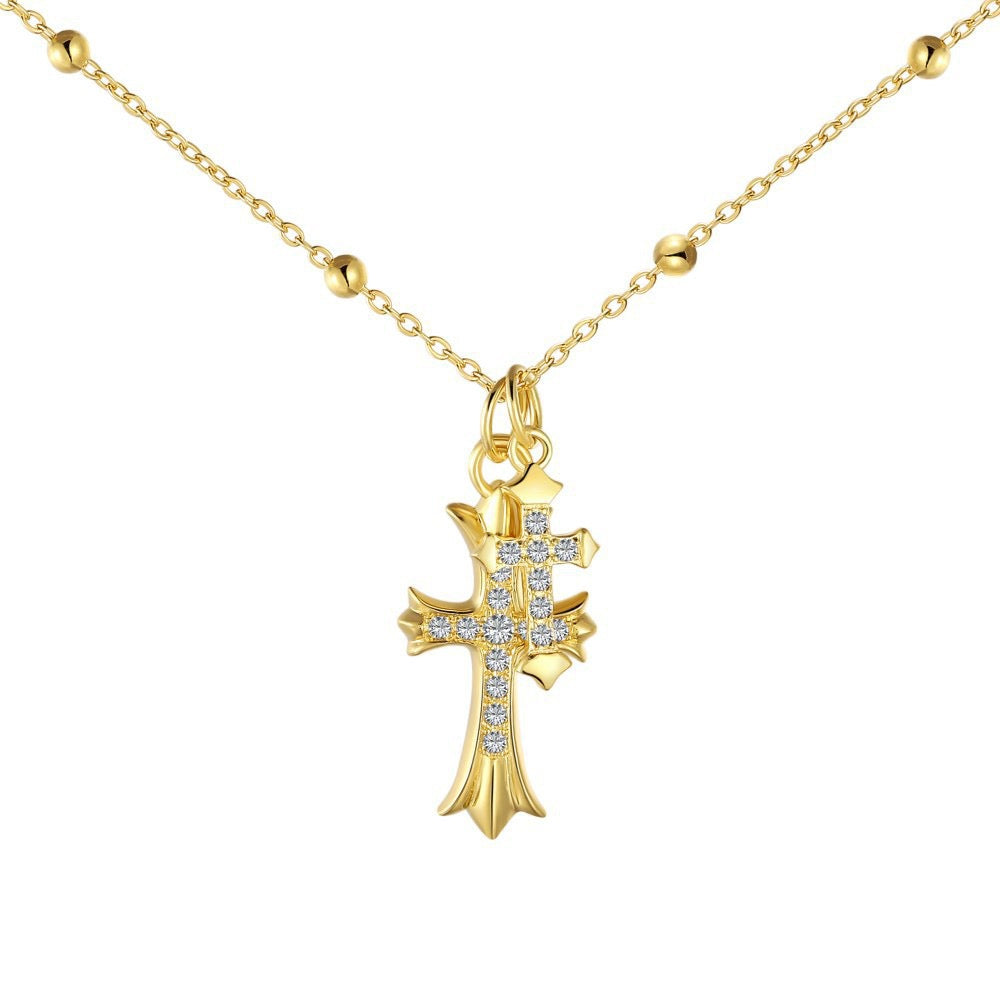 S925 Sterling Silver Gold-Plated Cross Necklace