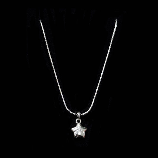 925 Silver Lucky Smile Star Snake Bone Necklace