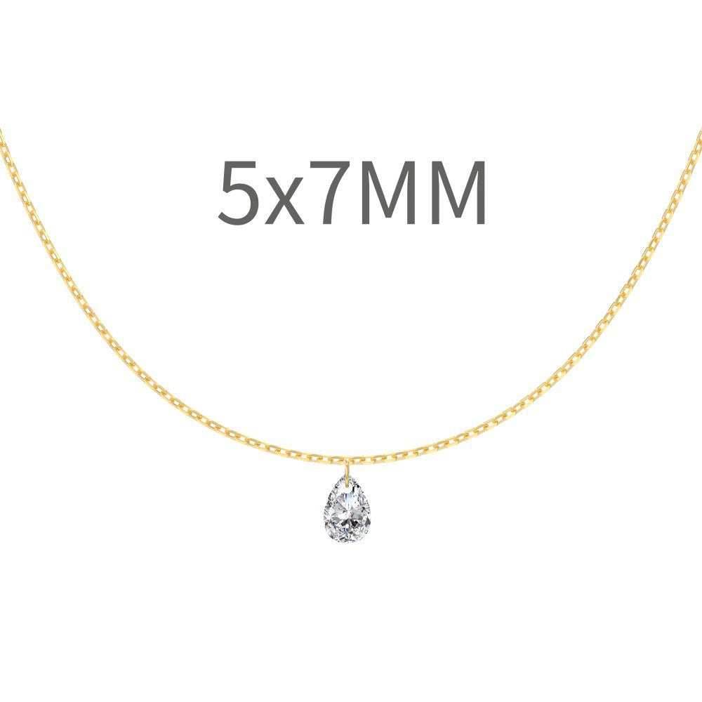 S925 Sterling Silver Tassel Oval Water Drop Wedding Necklace