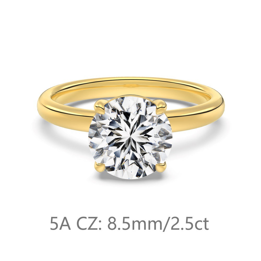 S925 Sterling Silver Single Main Diamond Proposal Wedding Ring