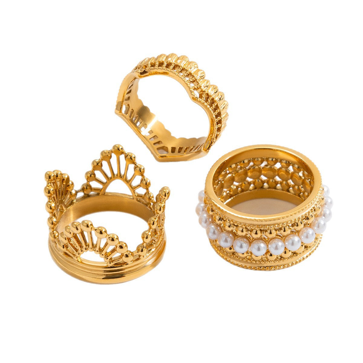 Lace Crown Hollow Stainless Steel Ring