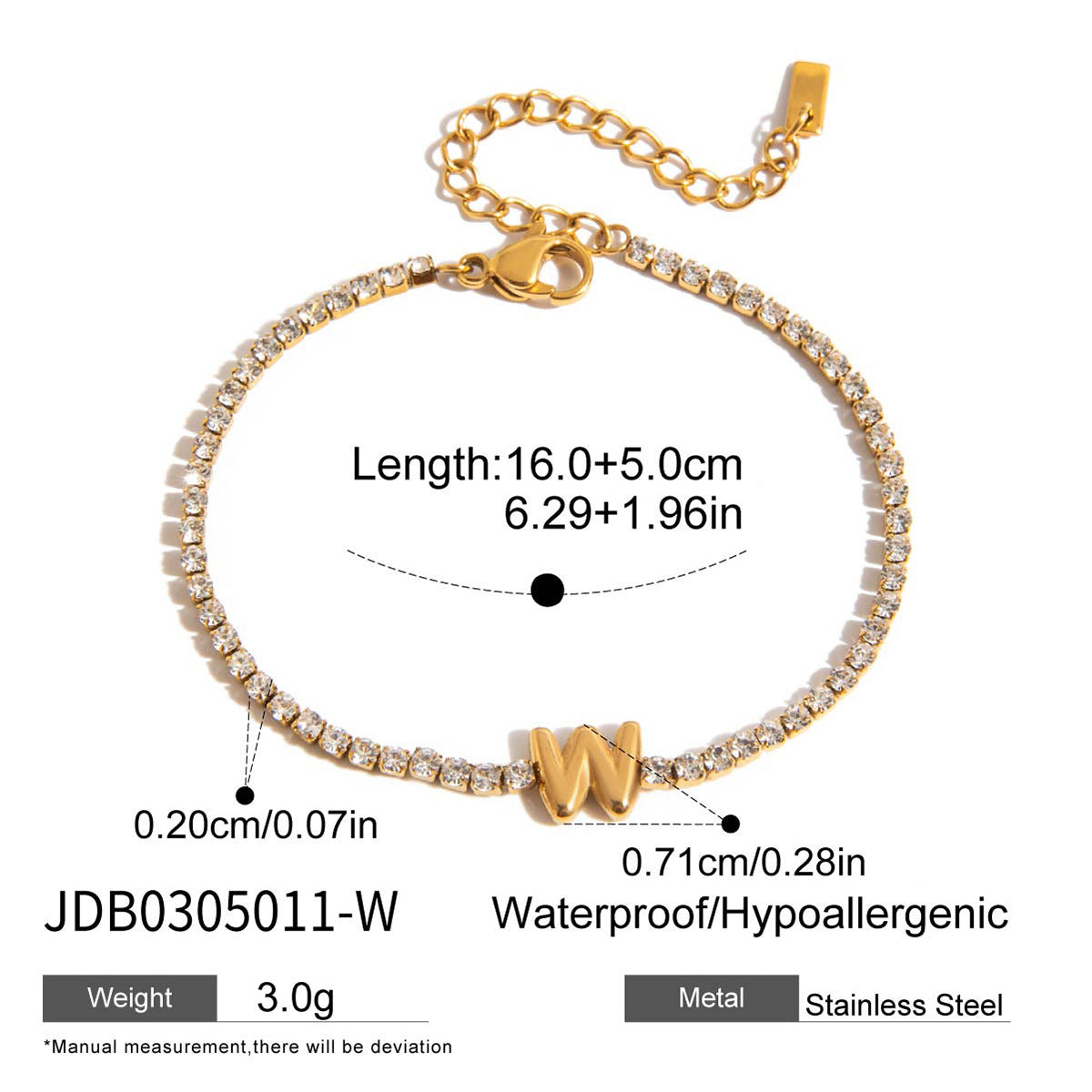 26 small letters full diamond balloon bracelet