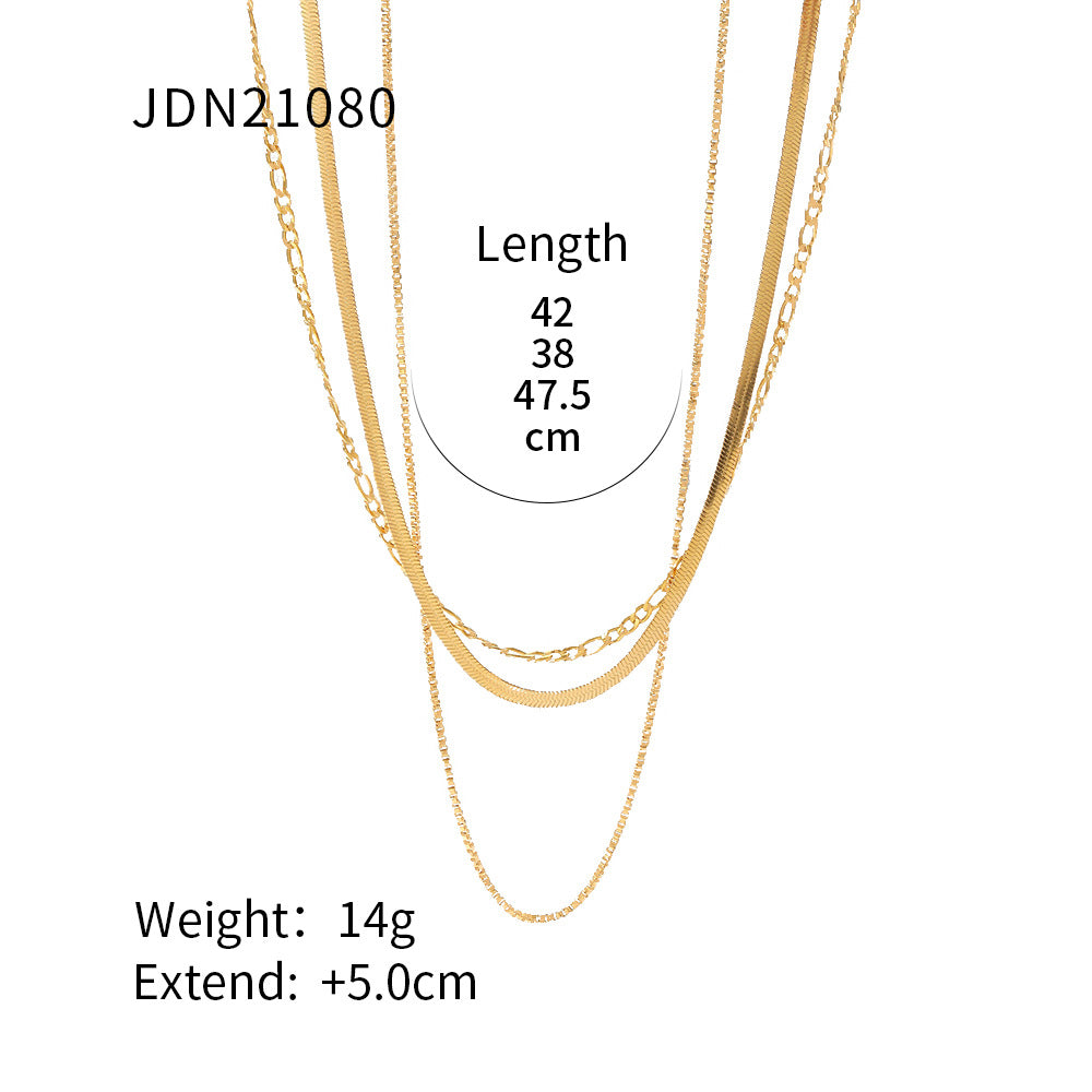 Stainless steel gold-plated multi-layer necklace collarbone neck chain