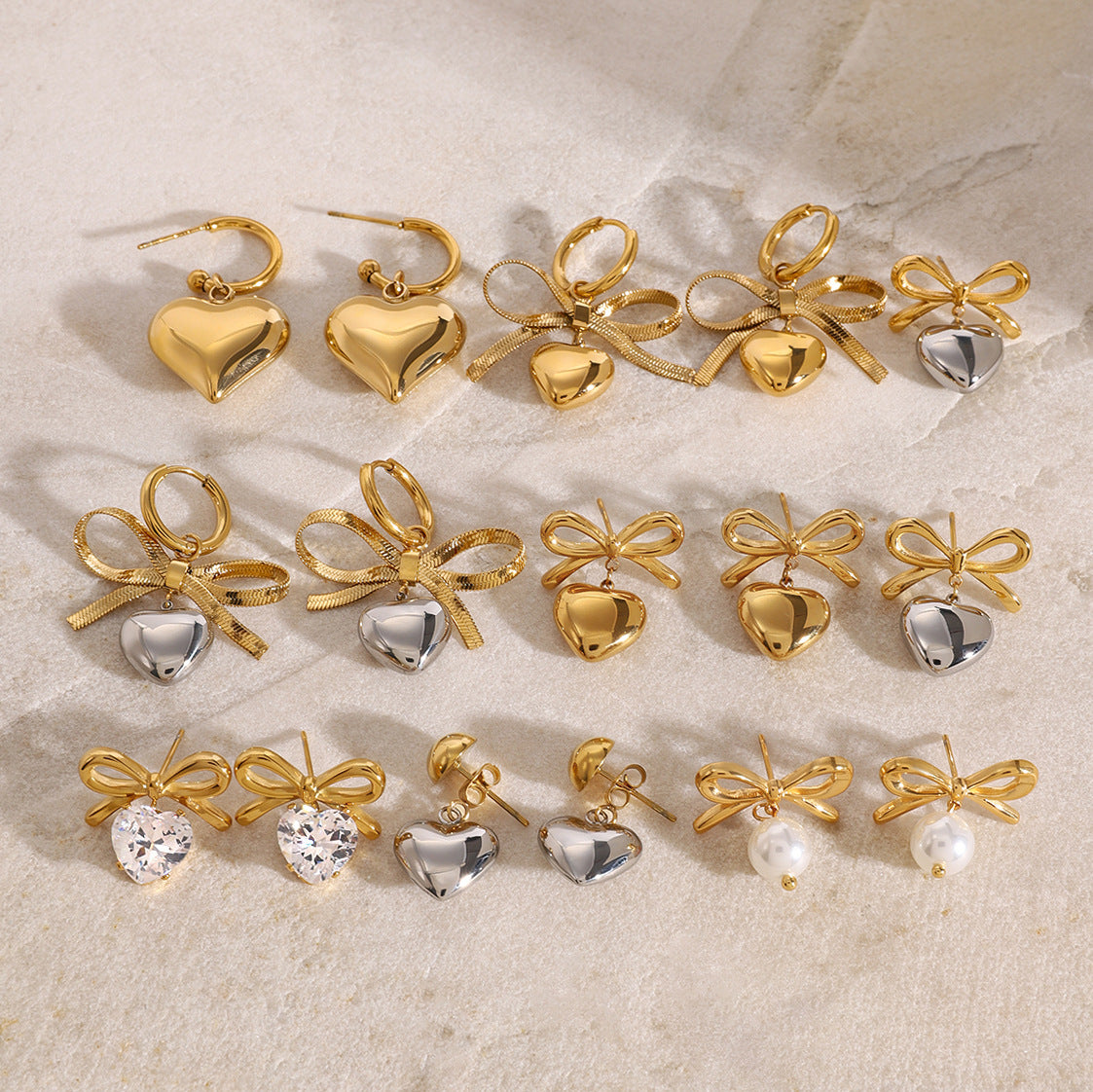 Stainless steel love bow stud earrings