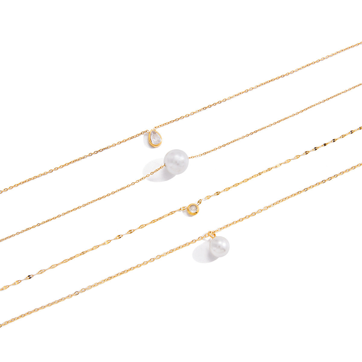 Titanium steel imitation pearl necklace