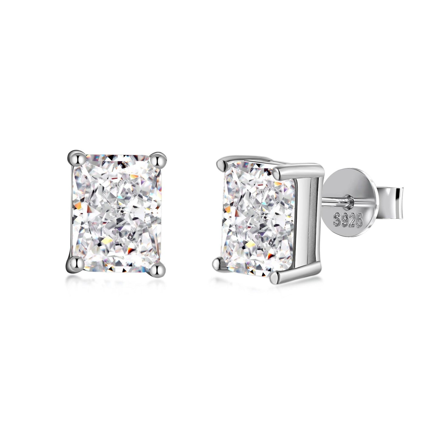 S925 Sterling Silver Wedding White Diamond Stud Earrings