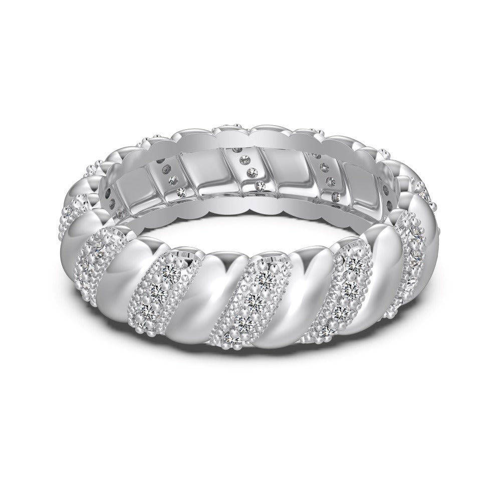 S925 Sterling Silver Diamond Wedding Ring
