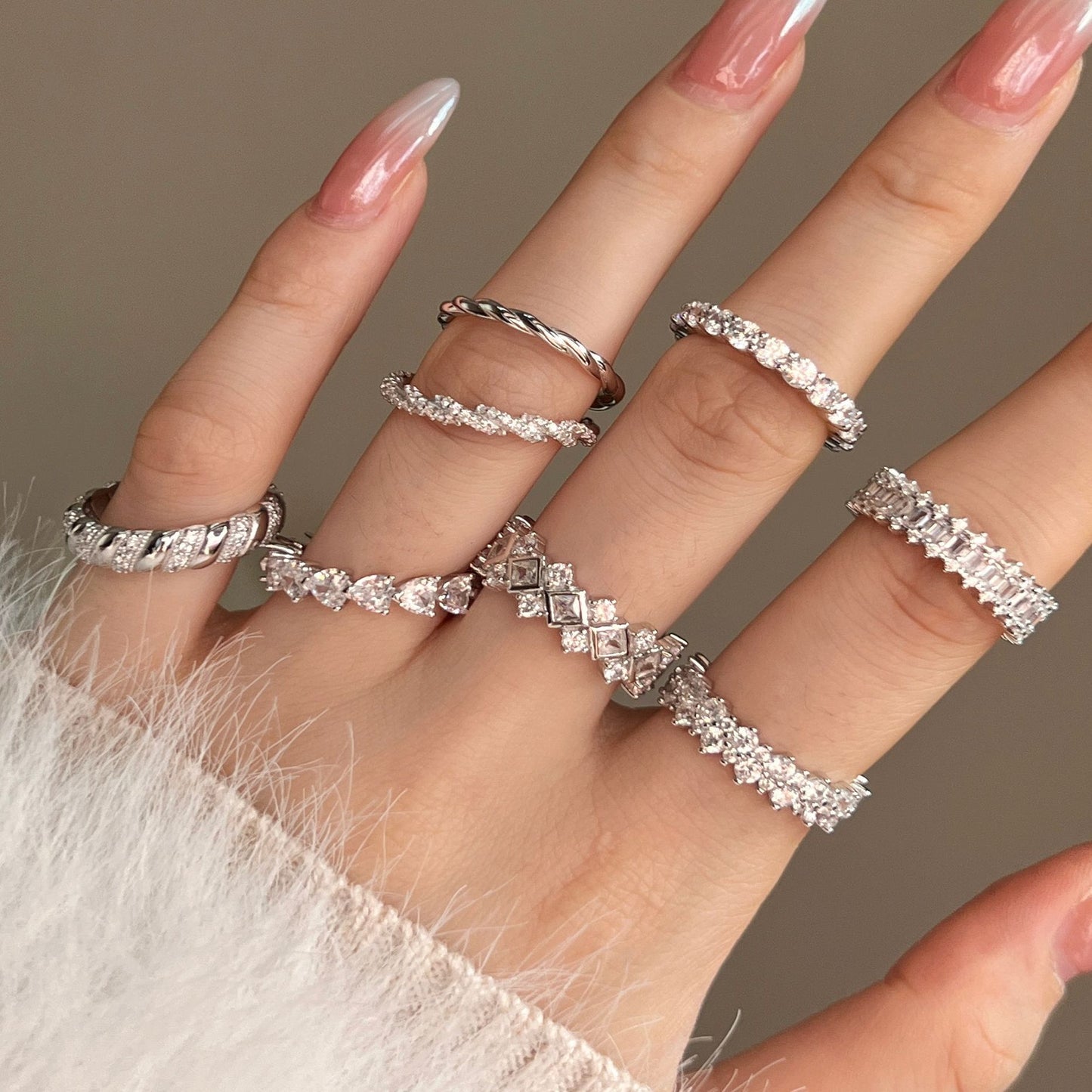 S925 Sterling Silver Diamond Wedding Ring