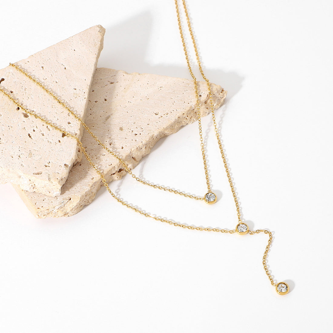 Stainless steel Y-chain double necklace