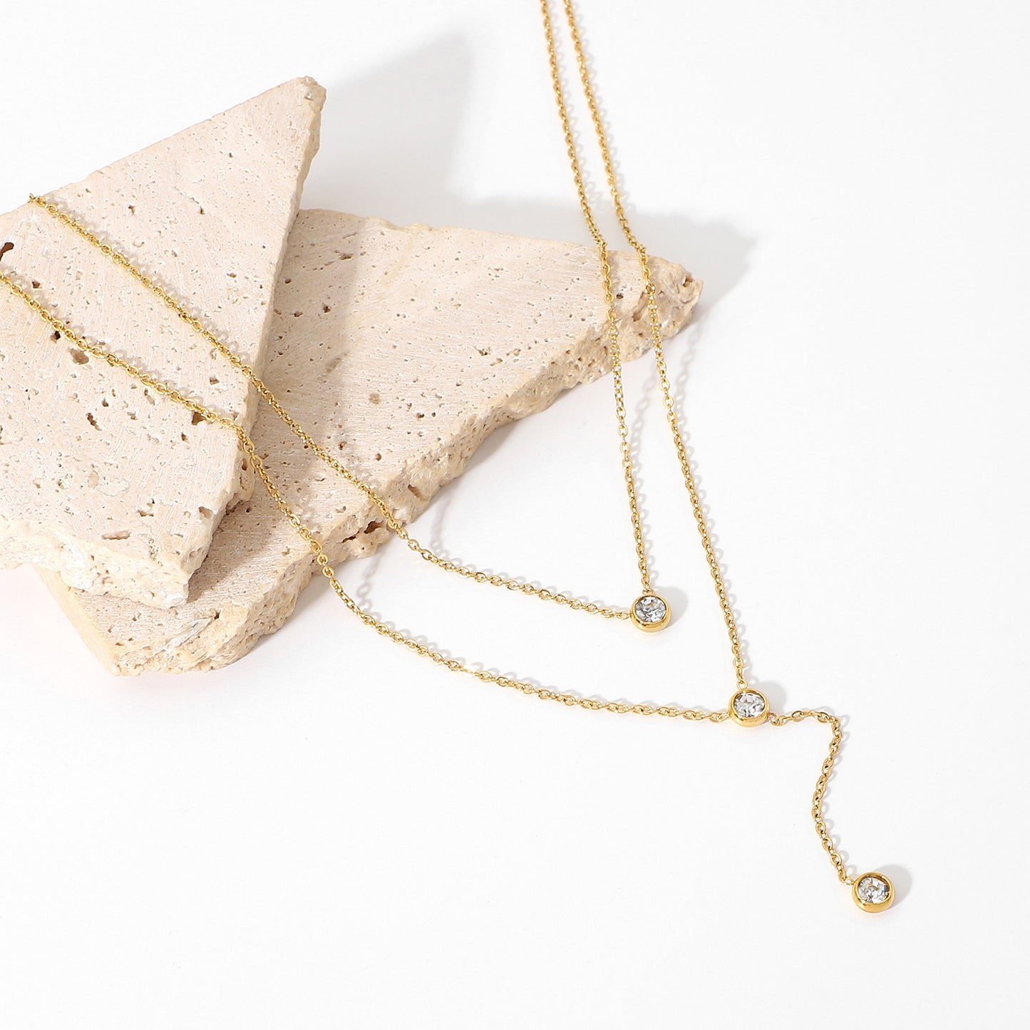 Stainless steel Y-chain double necklace