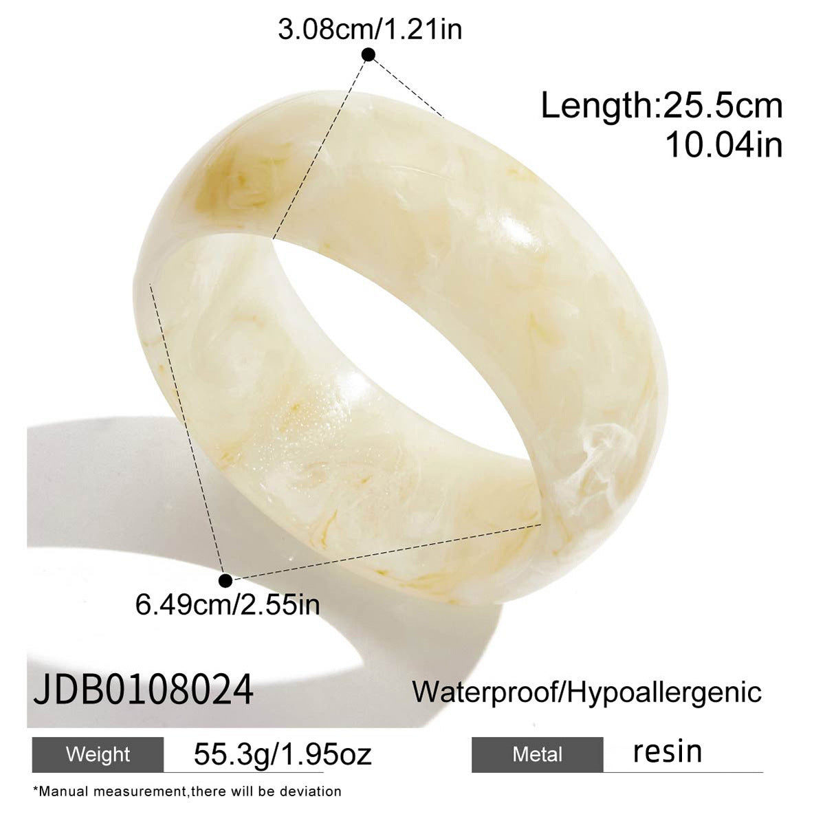 Irregular wide-sided resin bracelet