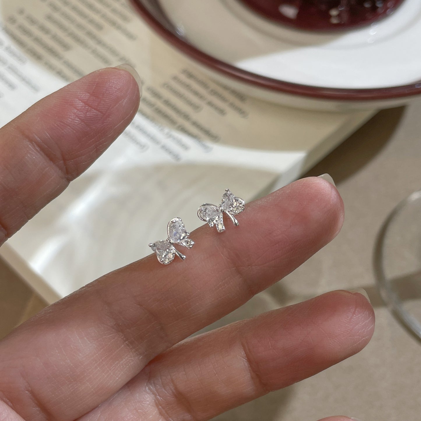 999 Sterling Silver Bow Stud Earrings