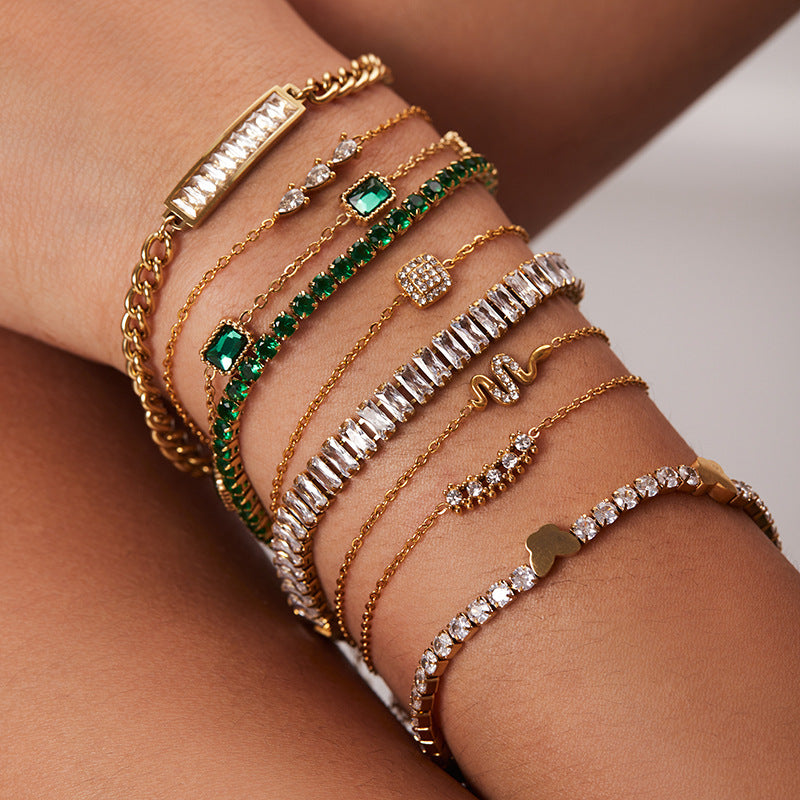 Delicate Stainless Steel Zircon Bracelet