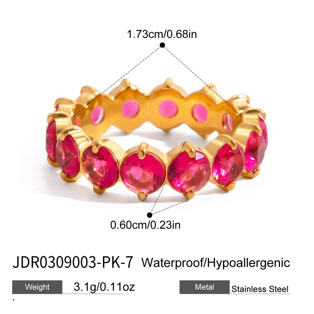 Titanium steel zircon ring does not fade.
