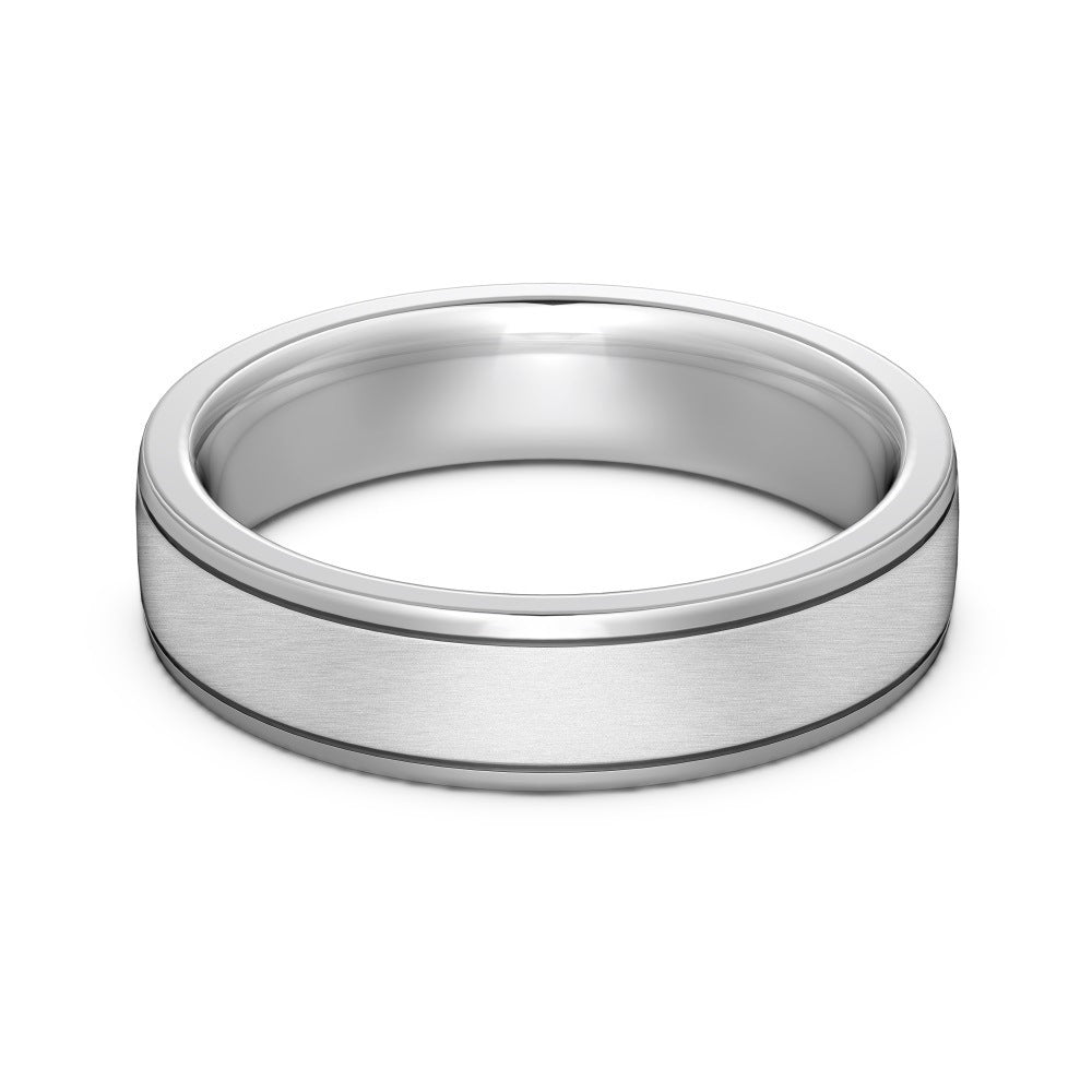 S925 Sterling Silver Plain Silver Male and Female Couple Ring-1