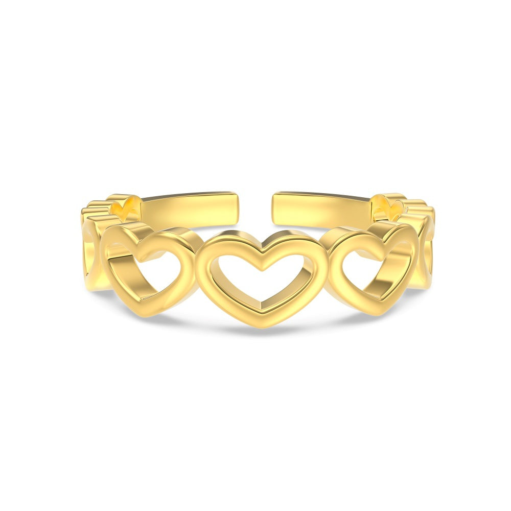 S925 Sterling Silver Vegetarian Ring Cute Stackable Open Ring