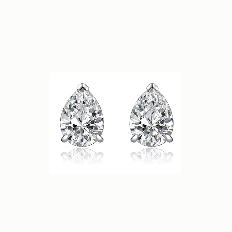 S925 sterling silver super flash water drop diamond stud earrings